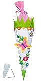 Schultüte - Schmetterling Blumen - 85 cm - mit / ohne Kunststoff Spitze