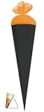 Schultüte - Rohling - schwarz - Abschluß orange - 85 cm - mit Holzspitze / Tüllabschluß